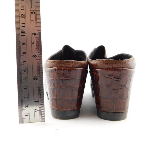 DONALD J PLINER Brown Leather Croc Wedge Slide Mules 8 - Picture 6 of 11